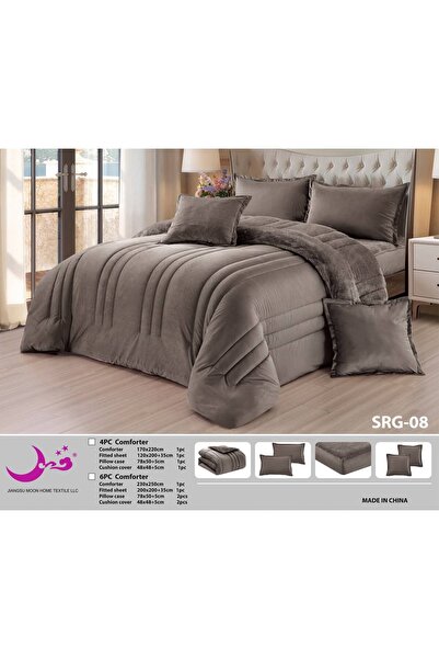 Moon Double Bed Winter Plain Fur Bedspread 6 Pieces - Plain Fur Winter Duvet ...