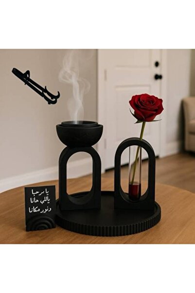 bity thok Incense Burner Set with Vase, Plate, and Card Holder + "Love" Tongs...