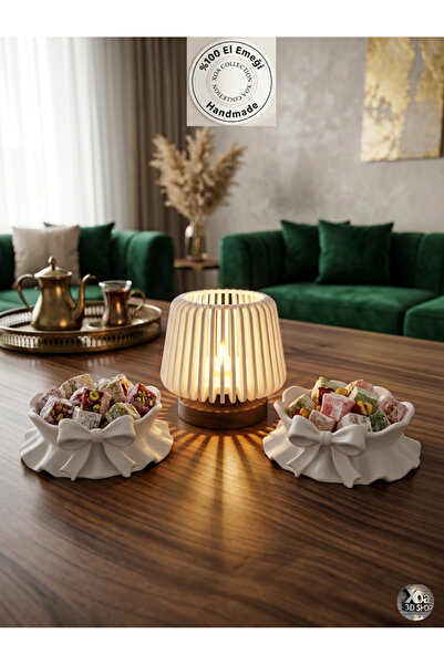XOA Collection مجموعة ماجستي لايت - مصباح طاولة مزخرف ووعاء حلويات تركي مزود ...