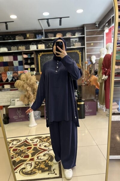 HÜMEYRA BUTİK Modal Pants Suit with Side Snap Buttons