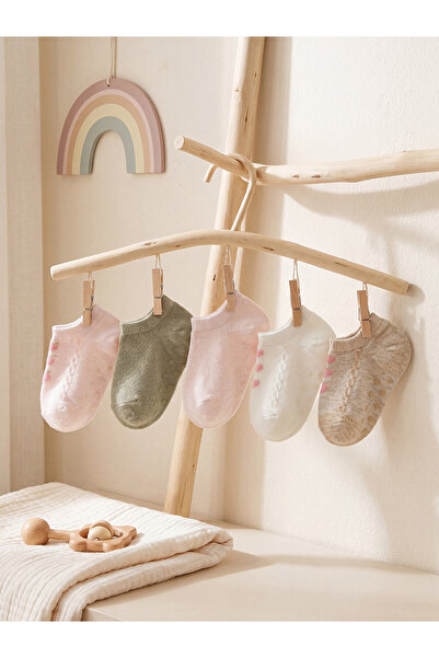 LC Waikiki Gencc Quality Non-Slip Sole Baby Girl Booties Socks 5-Piece Set
