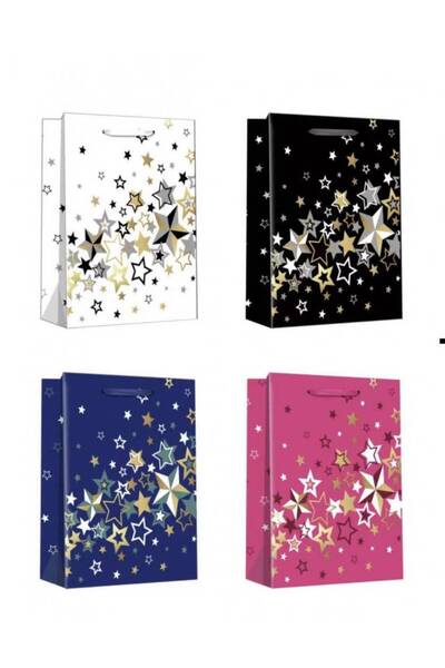 OEM Oblique Star Gift Bags 18x23X10 12/ Top Bottom Set Blue