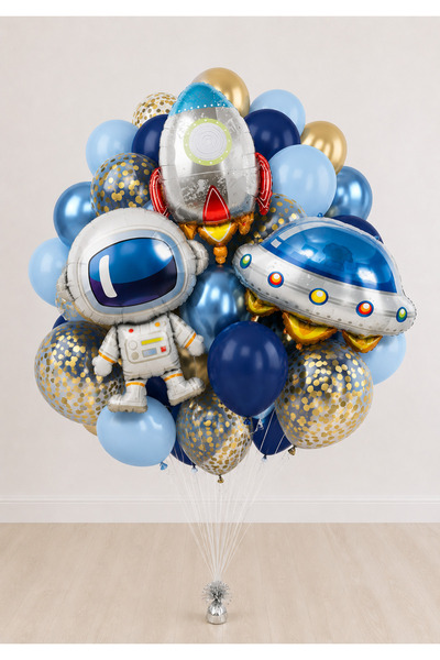 Balonsan Astronaut Space Ufo Rocket Themed Balloon Bundle 15 Pieces