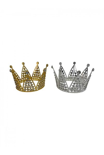 OEM Metal Crowns With Rhinestones Diameter 7 Cm Silver