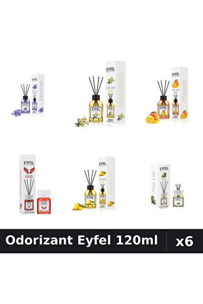 Eyfel Set 6 Odorizante Camera Betisoare - 6 Arome Asortate, 120ml Parfum