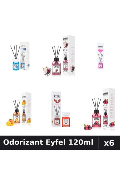 Eyfel Set 6 Odorizante Camera Betisoare - 6 Arome Asortate, 120ml Parfum