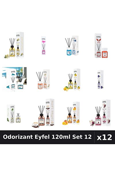 Eyfel Set 12 Odorizant Camera Betisoare 120ml - 12 Arome Asortate, Parfum Intens