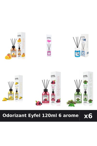 Eyfel Set 6 Odorizante Camera Betisoare - 6 Arome Asortate, 120ml Parfum