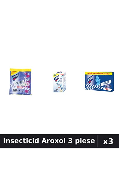 Aroxol Set 3 Insecticid - Pastile 20+60 bucati, Aparat Electric - Anti-Insecte