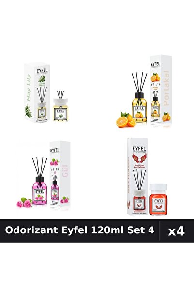 Eyfel Set 4 Odorizant Camera Betisoare 120ml - Lacramioare, Portocala, Tranda...