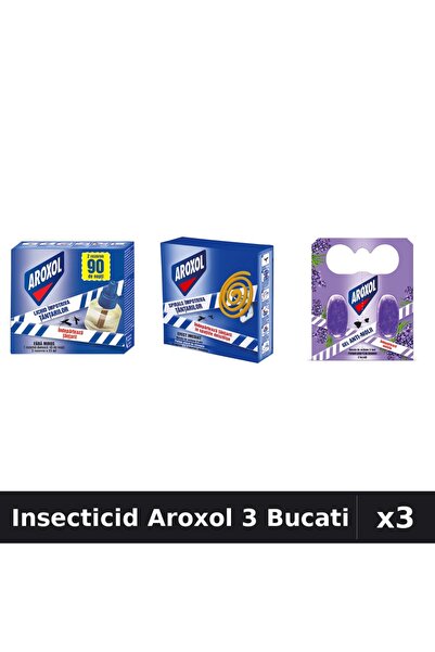Aroxol Set 3 Insecticid - Aparat Electric 45 Nopti, Pastile Anti-Insecte 10+2...