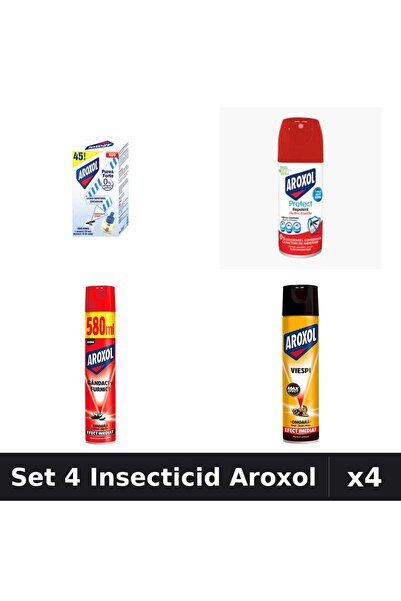 Aroxol Set 4 Produse Anti-Insecte - Aparat Electric & Rezerve Aroxol, Spray I...