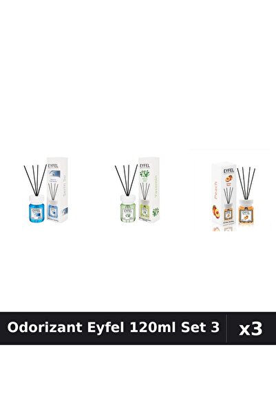 Eyfel Set 3 Odorizant Camera Betisoare 120ml - Cool Water, Iasomie, Piersica