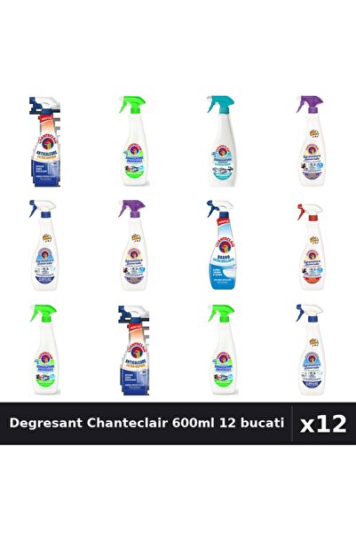 Chanteclair Set 12 Degresant Universal 600-625ml - 8 Arome Asortate, Anticalcar