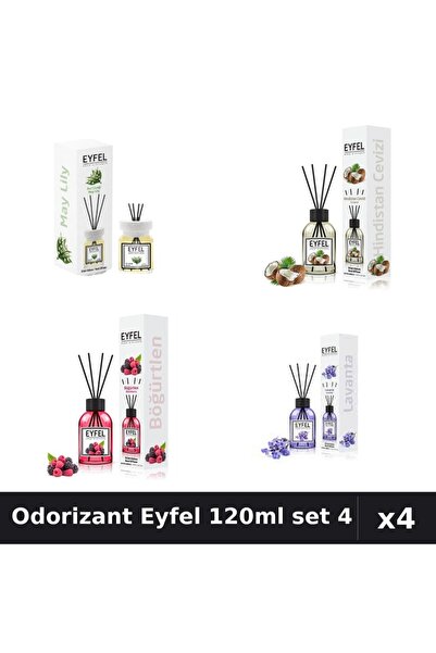 Eyfel Set 4 Odorizant Camera Betisoare 120ml - Lavanda, Fructe Pădure, Lacram...