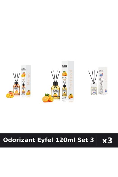 Eyfel Set 3 Odorizant Camera Betisoare 120ml - Mango, Portocala, Orhidee