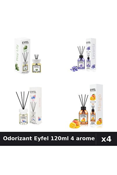 Eyfel Set 4 Odorizant Camera Betisoare 120ml - Lacramioare, Lavanda, Orhidee,...