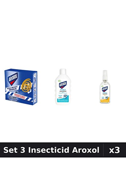 Aroxol Set 3 Produse Anti-Insecte - Loțiune Repelent Insecte Aroxol, Pastile/...