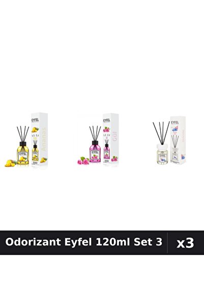 Eyfel Set 3 Odorizant Camera Betisoare 120ml - Ananas, Trandafir, Orhidee