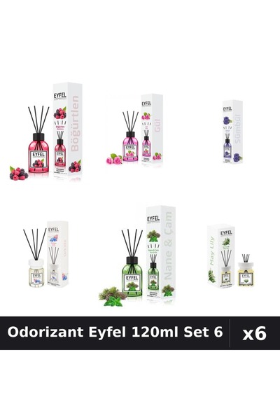 Eyfel Set 6 Odorizante Camera Betisoare - 6 Arome Asortate, 120ml Parfum