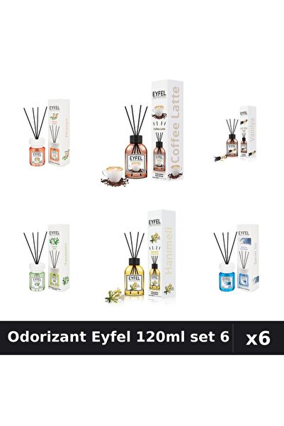 Eyfel Set 6 Odorizante Camera Betisoare - 6 Arome Asortate, 120ml Parfum