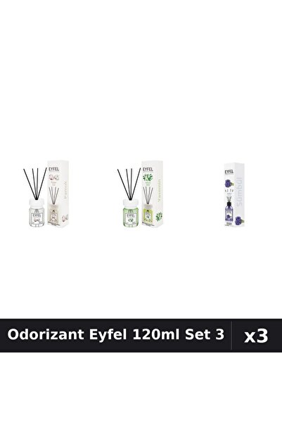 Eyfel Set 3 Odorizante Camera Betisoare 120ml - Bumbac, Iasomie, Zambile