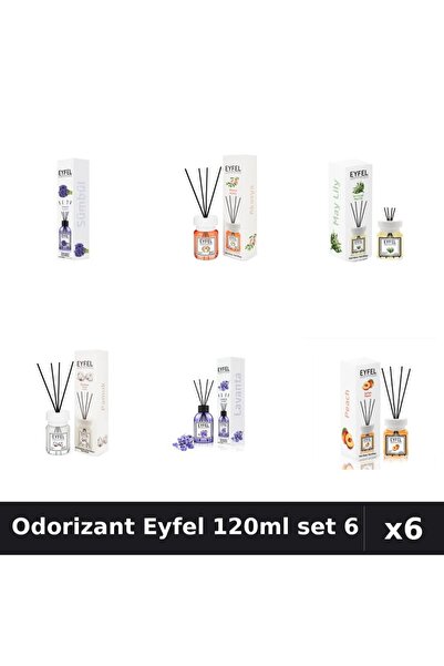 Eyfel Set 6 Odorizante Camera Betisoare 120ml - Zambile, Acacia, Lacramioare,...