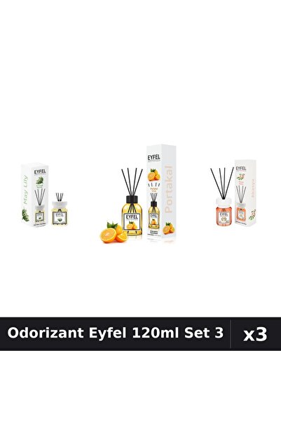 Eyfel Set 3 Odorizant Camera Betisoare 120ml - Lacramioare, Portocala, Acacia