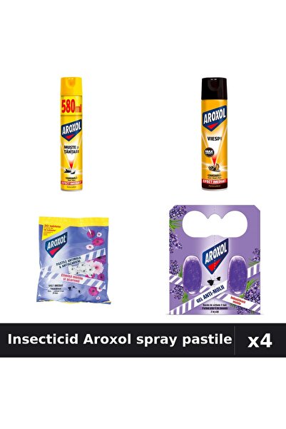 Aroxol Set 4 Spray Insecticid 580ml 400ml + Pastile Anti-Insecte - Protectie ...