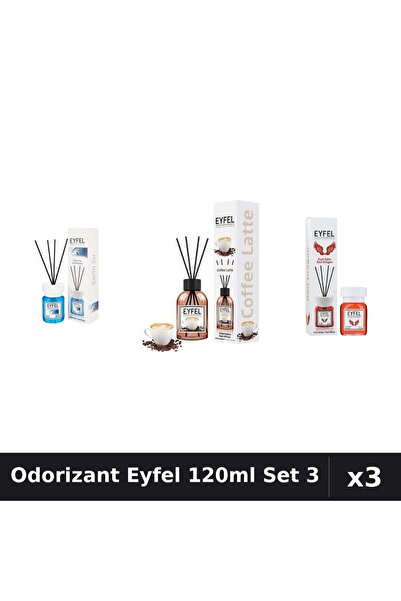 Eyfel Set 3 Odorizant Cameră Bețișoare 120ml - Cool Water, Cafea, Red Dragon