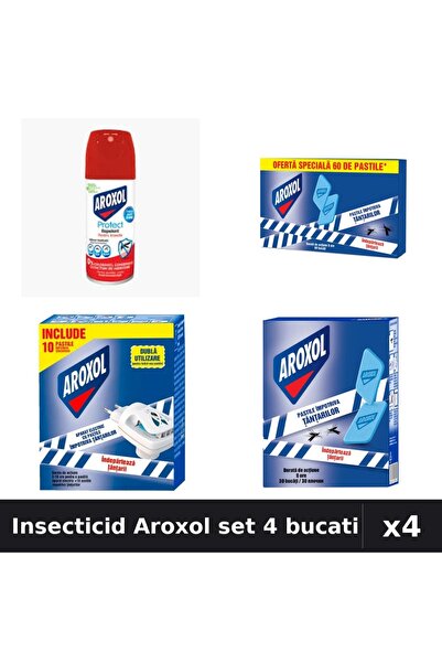 Aroxol Set 4 Insecticid - Spray 100ml + Pastile Spirale 30/60 buc - Protectie...