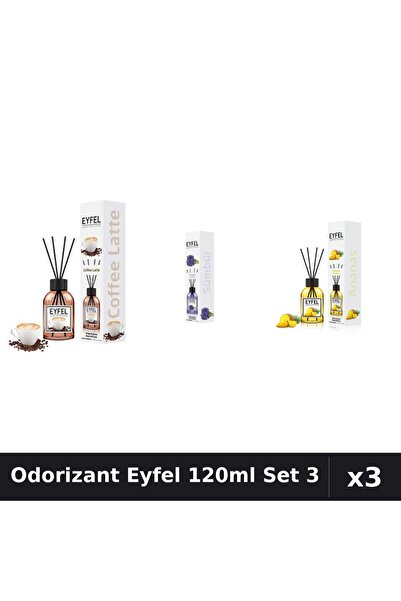 Eyfel Set 3 Odorizant Camera Betisoare 120ml - Cafea, Zambile, Ananas