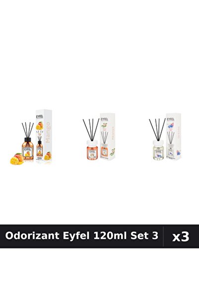 Eyfel Set 3 Odorizant Camera Betișoare 120ml - Mango, Acacia, Orhidee