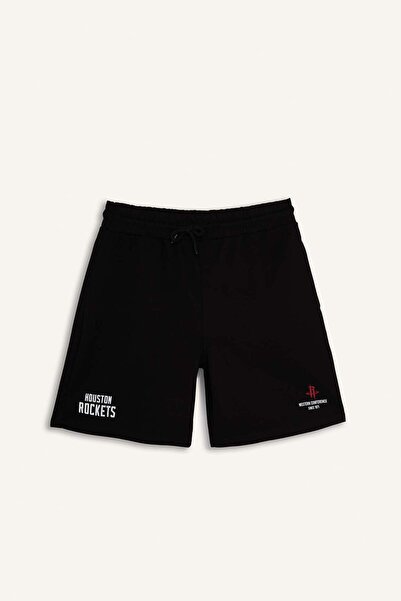 DeFacto Nba Houston Rockets Licensed Standard Fit Black Shorts H3337Ax26Sm