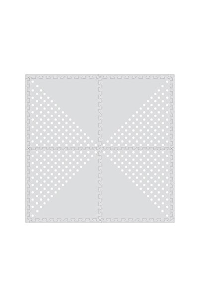 Zet Set 4 covorașe puzzle gri cu buline albe, 61.5x61.5x0.9 cm, protecție pod...