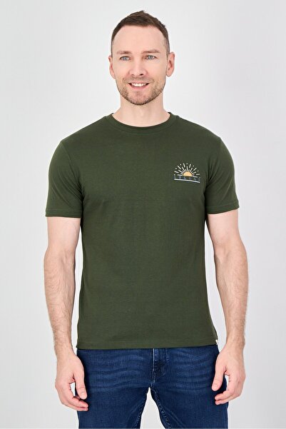 Laguna Men Crew Neck Short Sleeve Graphic Print T-Shirt, Olive