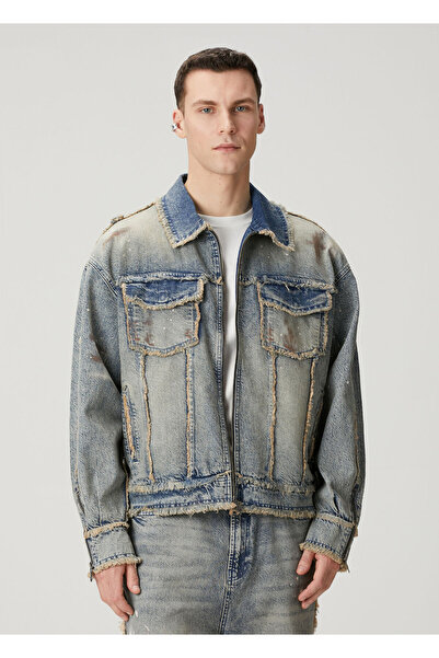 LES BENJAMINS Mavi Logo Nakışlı Denim Ceket