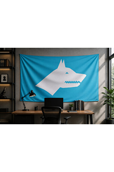 Vagonik Göktürk Flag Themed Wall Covering Quality Fabric Wall Tapestry