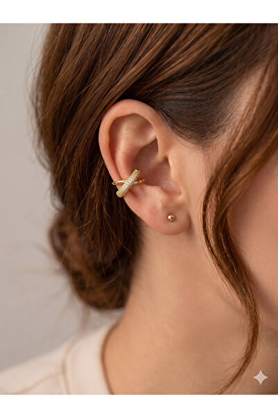 BİJU YILMAZ 26ear01 stone gold vip cartilage earring