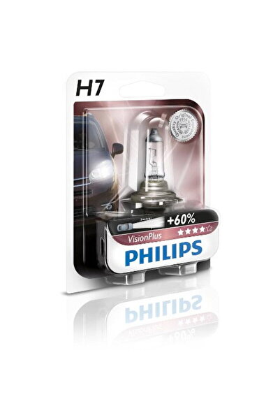 Philips Bec halogen H7 12V 55W VisionPlus +60% Lumină, Blister: 1 bucată