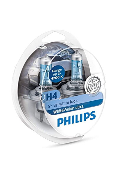 Philips H4 WhiteVision Ultra 12V 60/55W bulb, 4200K, box of 2. Imitates the X...