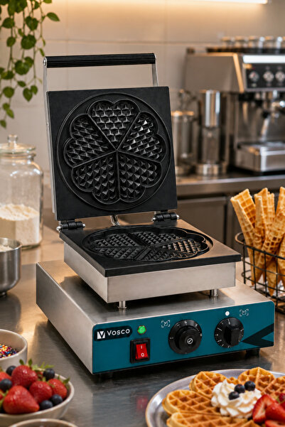 vosco Tekli Çiçek Model Waffle Makinesi - Profesyonel Çiçek Waffle Makinesi 1750W