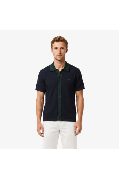 Lacoste Erkek Classic Fit Kısa Kollu Polo Yaka Lacivert Triko