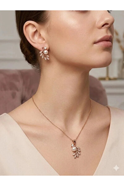 Marsilyan Nvdn- Ieg - Set with Pearl Detail and Leaf Design Iegrs-Nvdn1
