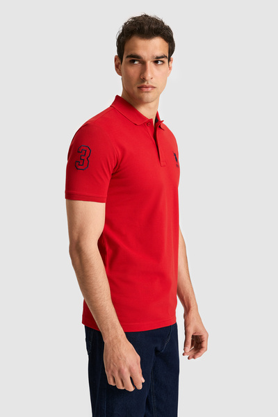 U.S. Polo Assn. Men's Slim Fit Polo Collar Red Basic T-Shirt 50326920-Vr171
