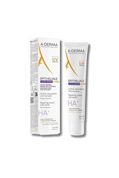 A-DERMA Cremă reparatoare cu factor de protecție SPF50+ Epitheliale Ultra Rep...