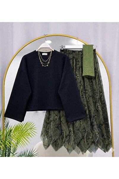 MODA MT Women's Skirt with Ethnic Pattern Detail and Blouse Set (Excluding Sh...