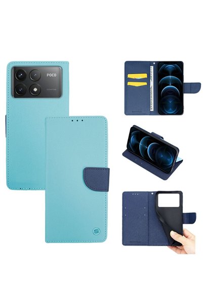 Sonique Θήκη Πορτοφόλι Trend Wallet Xiaomi Poco F6 Pro 5G Σιέλ / Σκούρο Μπλε
