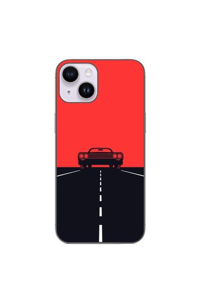 OEM Husa compatibila cu Apple iPhone 14 Silicon Gel Tpu Model Red Sky Muscle Car