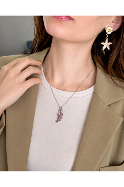 MARCİELO Accessories Çelik Kadın Kolye - Günlük Kullanım Minimal Bow Kolye